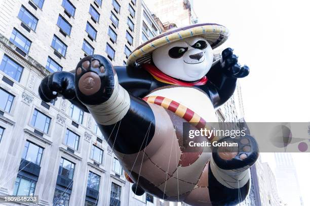 View of the Kung Fu Panda ballon during the 2023 Macy's Thanksgiving Day Parade on November 23, 2023 in New York City.