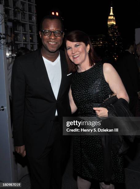 Writer Geoffrey Fletcher and Kate Flannery attend the Ferrari & The Cinema Society screening of "Rush" after part at Hotel Americano on September 18,...