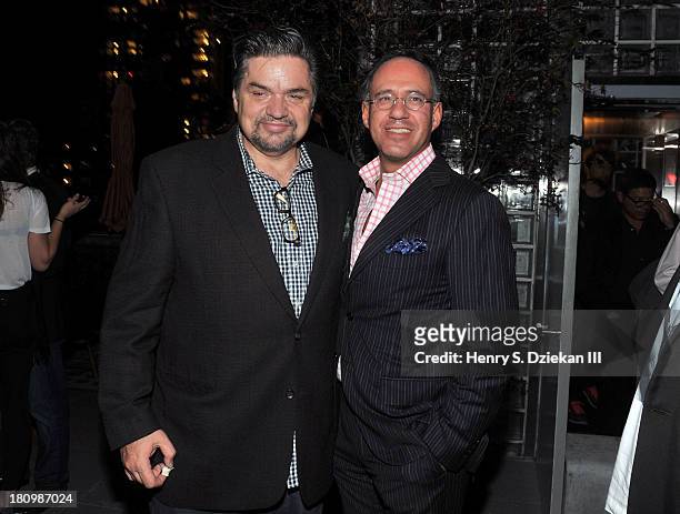 Founder of The Cinema Society Andrew Saffir and Oliver Platt attend the Ferrari & The Cinema Society screening of "Rush" after part at Hotel...