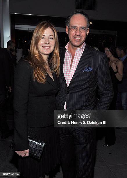 Dana Delany and Founder of The Cinema Society Andrew Saffir attend the Ferrari & The Cinema Society screening of "Rush" after part at Hotel Americano...