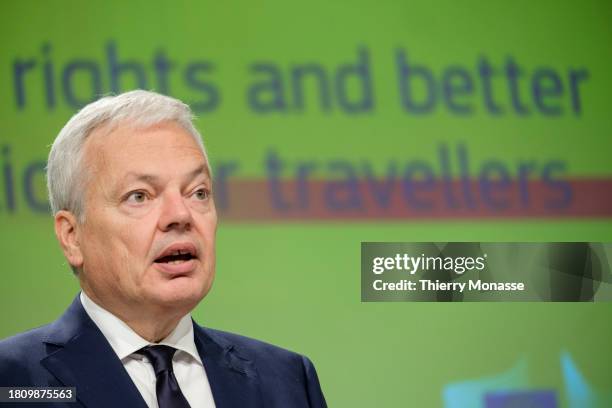 Commissioner for Justice Didier Reynders talks to the media in the Berlaymont, the EU Commission headquarter after a bilateral meeting on November...