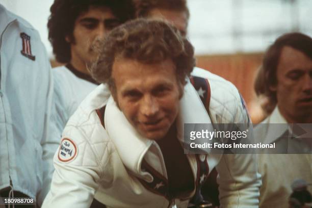 American stunt person Evel Knievel , circa 1977.