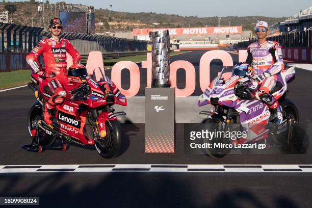 Francesco Bagnaia of Italy and Ducati Lenovo Team and Jorge Martin of Spain and Pramac Racing pose for the Photo Opportunity MotoGP™ title contenders...