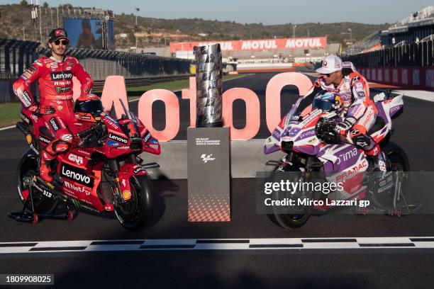 Francesco Bagnaia of Italy and Ducati Lenovo Team and Jorge Martin of Spain and Pramac Racing pose for the Photo Opportunity MotoGP™ title contenders...