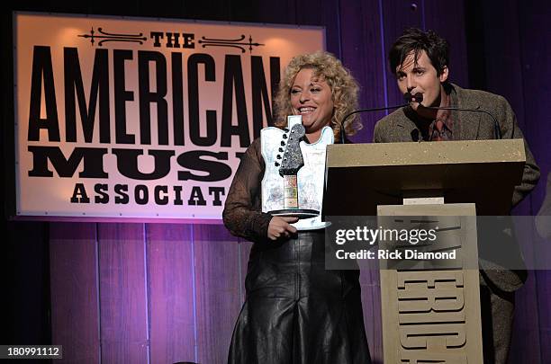 Cary Ann Hearst and Michael Trent of Shovels and Rope accept the Song of the Year Award at the 12th Annual Americana Music Honors And Awards Ceremony...