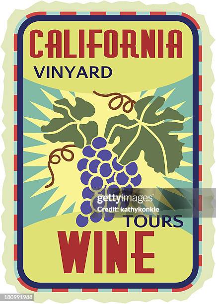 california wine tours - wein etikette stock-grafiken, -clipart, -cartoons und -symbole