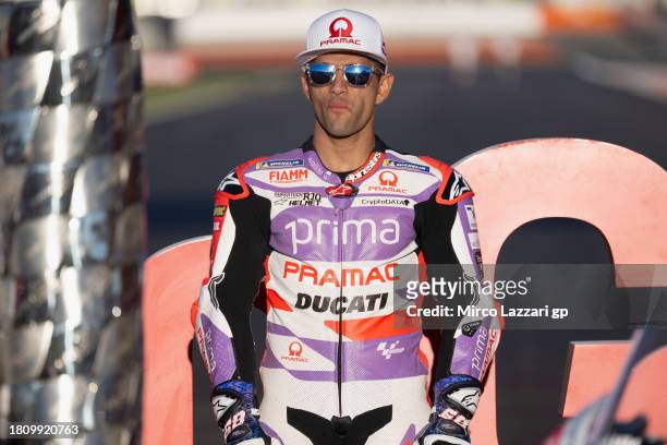 Jorge Martin of Spain and Pramac Racing poses for the Photo Opportunity MotoGP™ title contenders on track during the MotoGP of Valencia - Previews at...