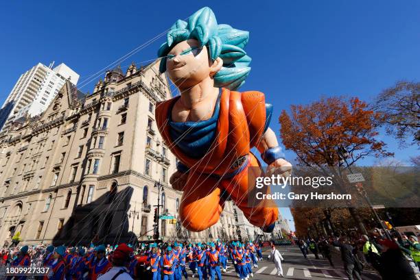 The Goku balloon floats down Central Park West during the Macy's Thanksgiving Day Parade on November 23 in New York City.