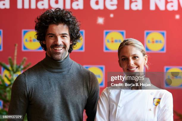 Miguel Ángel Muñoz and Marta Verona attend the Lidl Christmas Campaign Presentation on November 23, 2023 in Madrid, Spain.