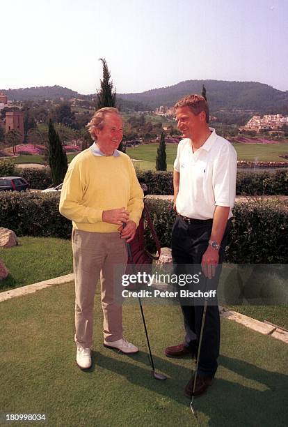 Max Schautzer , Stefan Blöcher , Mallorca-Urlaub, Camp de Mar/Mallorca /Spanien, "Dorint"-Hotel, Golfplatz, , Sport, Golf, Golfschläger, Golftasche,...