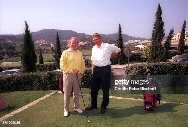 Max Schautzer , Stefan Blöcher , Mallorca-Urlaub, Camp de Mar/Mallorca /Spanien, "Dorint"-Hotel, Golfplatz, , Sport, Golf, Golfschläger, Golftasche,...