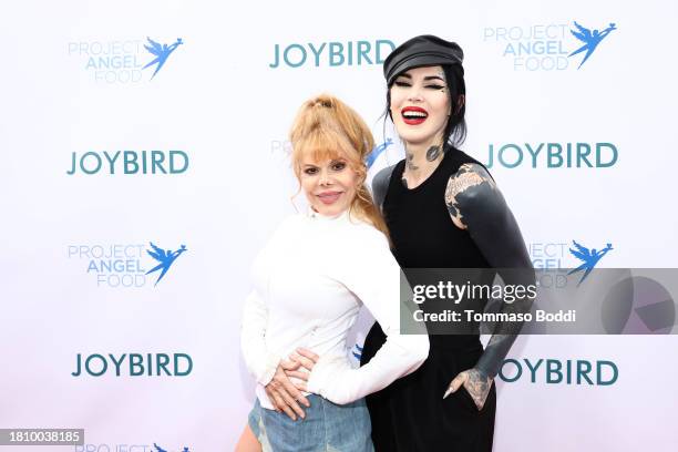 Charo and Kat Von D attend Thanksgiving at Project Angel Food on November 23, 2023 in Los Angeles, California.