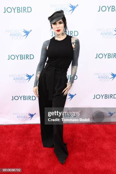 Kat Von D attends Thanksgiving at Project Angel Food on November 23, 2023 in Los Angeles, California.