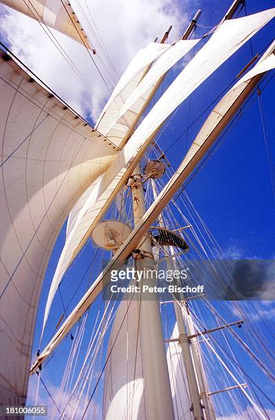 Star Clipper , Reise, Kreuzfahrt von Mexico, über Honduras nach Belize/Mittelamerika, , Segelschiff, unter Segel, Mast, Schiffsmast,