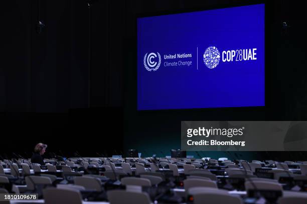 An empty plenary hall ahead of the COP28 climate conference at Expo City in Dubai, United Arab Emirates, on Wednesday, Nov. 29, 2023. More than...