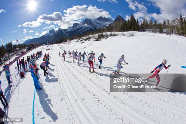 women's world cup cross-country ski race at the canmore nordic centre in alberta, canada - ford models supermodel of the world contest stockfoto's en -beelden