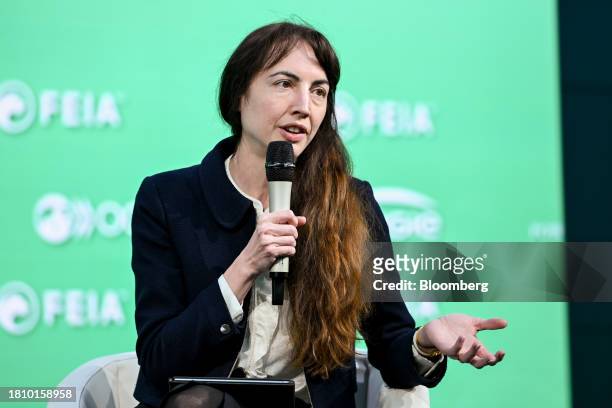 Gwenaelle Avice-Huet, executive vice president of Europe operations at Schneider Electric SE, speaks during the International Economic Forum of the...