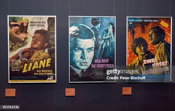 Filmplakate aus den 50 und 60 er Jahren: "Liane, das Mädchen aus dem Urwald", "Der Rest ist Schweigen", "Zwei unter Millionen", Ausstellung zum 75....