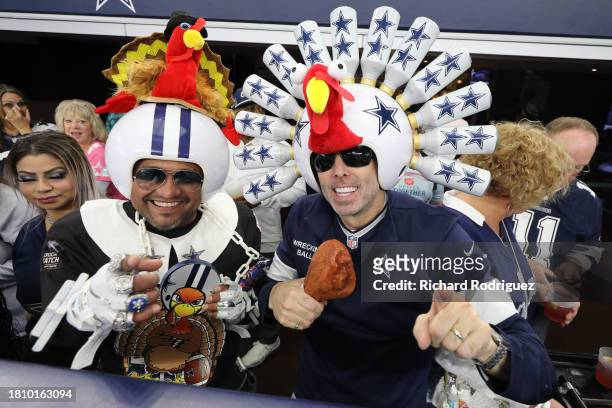 Dallas Cowboys fans react prior to the game against the Washington Commanders at AT&T Stadium on November 23, 2023 in Arlington, Texas.