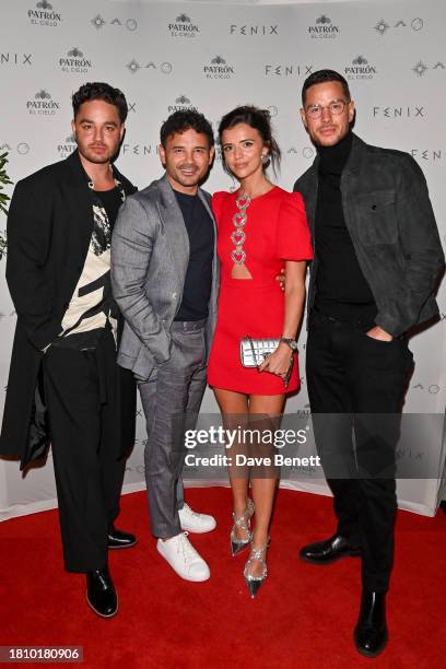 Adam Thomas, Ryan Thomas, Lucy Mecklenburgh and Scott Thomas attend the VIP launch of FENIX Manchester, in partnership with PATRÓN El Cielo, on...