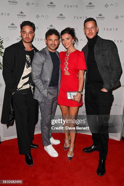 Adam Thomas, Ryan Thomas, Lucy Mecklenburgh and Scott Thomas attend the VIP launch of FENIX Manchester, in partnership with PATRÓN El Cielo, on...