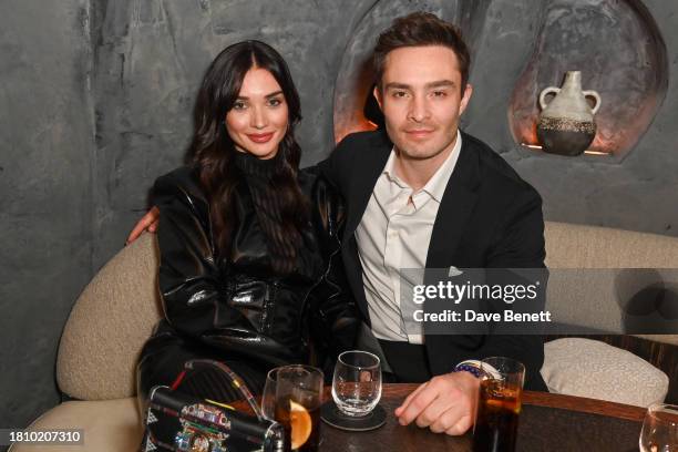 Amy Jackson and Ed Westwick attend the VIP launch of FENIX Manchester, in partnership with PATRÓN El Cielo, on November 23, 2023 in Manchester,...