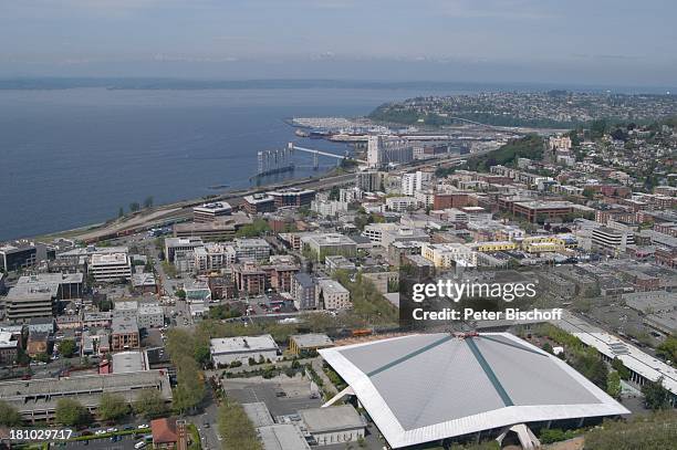 Seattle, Blick vom 185 Meter hohen Turm "Space Needle" auf die Stadt, Bundesstaat Washington, USA, Amerika, Nordamerika, Reise, 532/2003,