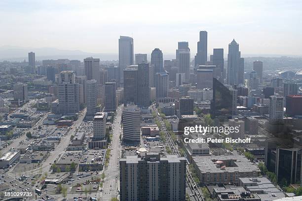 Seattle, Blick vom 185 Meter hohen Turm "Space Needle" auf die Stadt, Skyline, Bundesstaat Washington, USA, Amerika, Nordamerika, Reise, 532/2003,