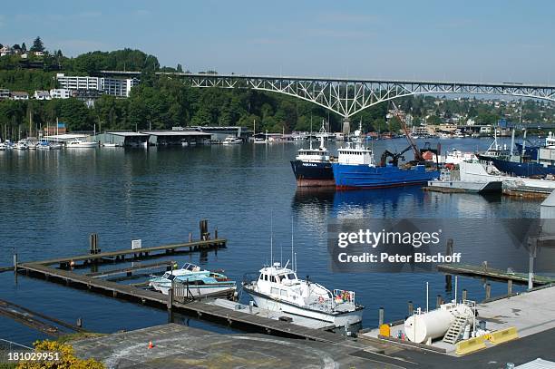 Seattle, Hafen, Brücke, Schiffe, Boote, Bundesstaat Washington, USA, Amerika, Nordamerika, Reise, 532/2003,