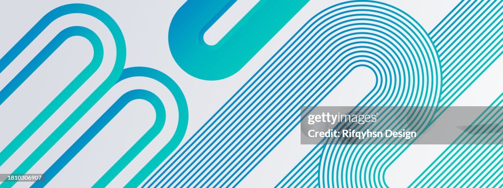 Modern blue and green gradient curve line geometric abstract background on whiter design