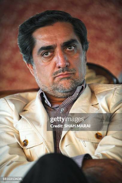 Afghan presidential candidate Abdullah Abdullah attends a gathering in Kabul on September 27, 2009. Afghanistan's main challenger for the presidency...