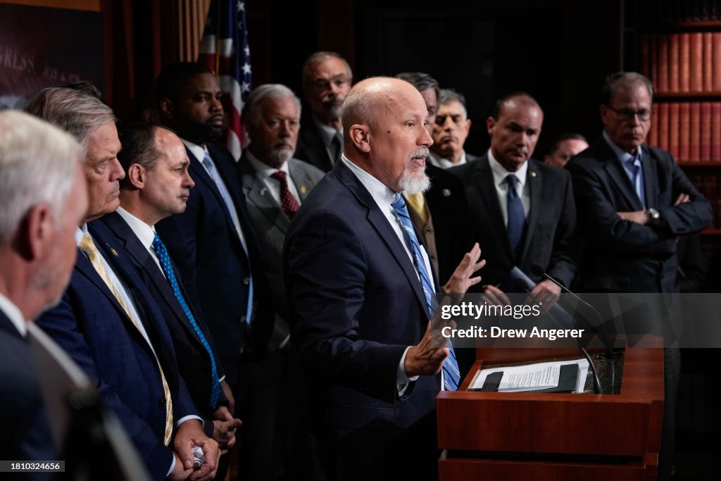 Members Of The House Freedom Caucus Discuss Appropriations During Capitol Hill Press Conference