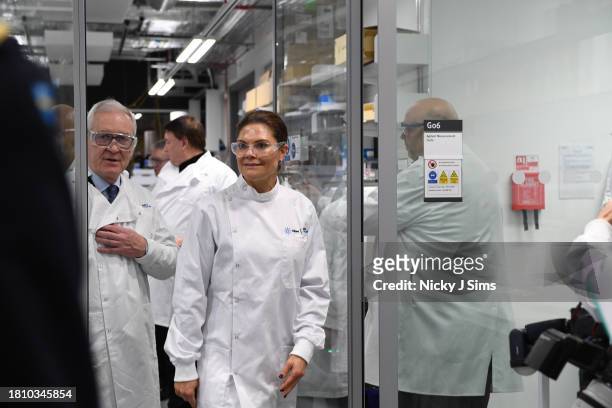 Crown Princess Victora of Sweden, Prince Daniel of Sweden are shown around the lab in the Agilent Measurement Suite during their visit to Imperial...