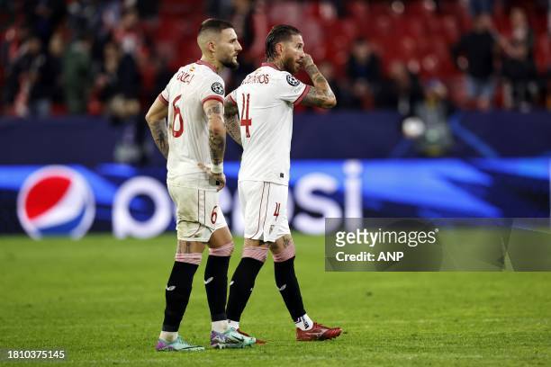 Sergio Ramos of Sevilla FC, Sergio Ramos of Sevilla FC disappointment after the UEFA Champions League Group B match between Sevilla FC and PSV...