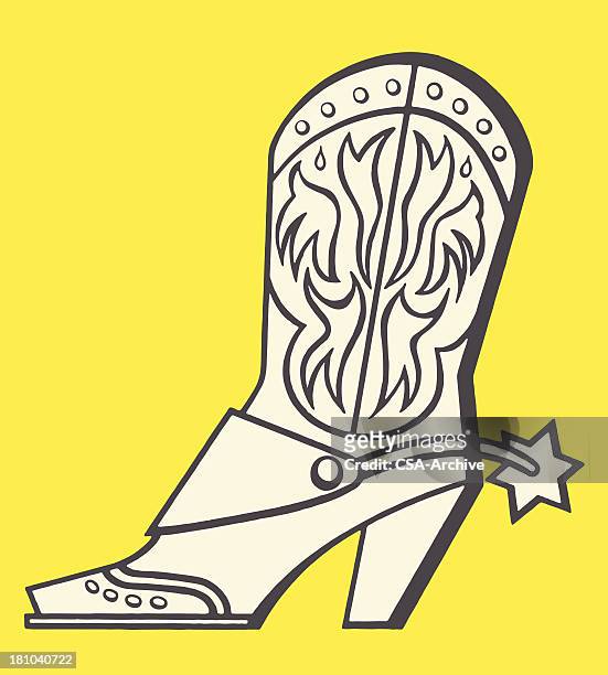 cowboy boot with spur - spurs stock illustrations