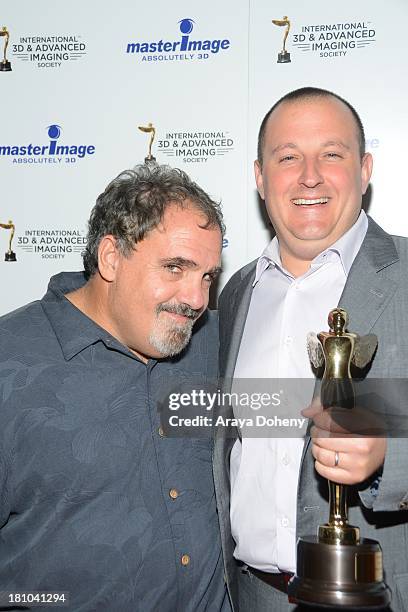 Jon Landau and William Sherak receive an award at the International 3D Society & Advanced Imaging Society 3D Products of the Year Awards at Paramount...