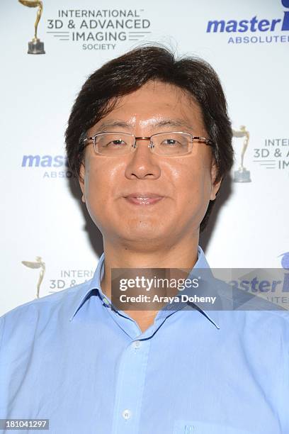 Younghoon Lee receives an award at the International 3D Society & Advanced Imaging Society 3D Products of the Year Awards at Paramount Studios on...