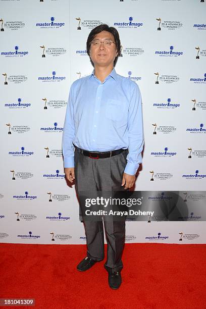 Younghoon Lee receives an award at the International 3D Society & Advanced Imaging Society 3D Products of the Year Awards at Paramount Studios on...