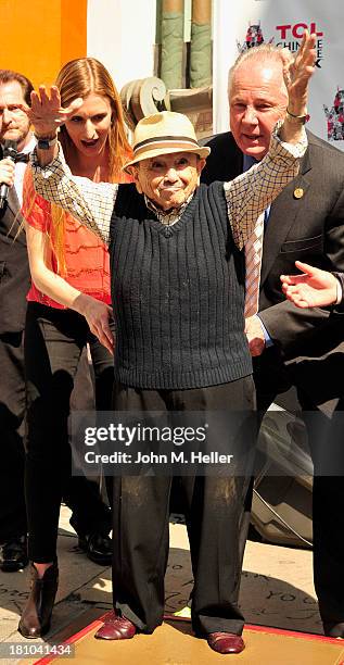 President of the TCL Chinese Theatre Alwyn Hight Kushner and "The Lollipop Kid" actor Jerry Maren Last Of The "Munchkins" from "The Wizard Of Oz" and...