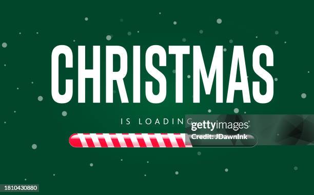 ilustraciones, imágenes clip art, dibujos animados e iconos de stock de la navidad se está cargando con la plantilla de diseño de fondo de banner web de barra de progreso a rayas de caramelo - current-status-icon