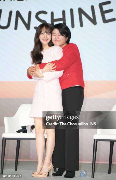 November 01: South Korean actress Park Bo-young and Lee Jung-eun attend the press conference for Netflix serie "Daily Dose of Sunshine" at JW...