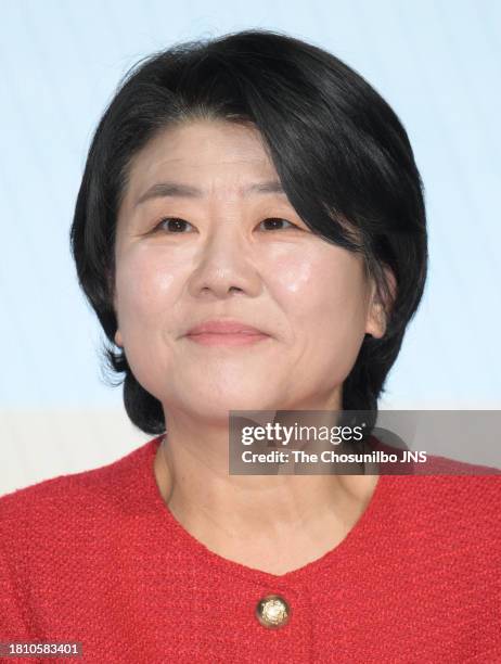 November 01: South Korean actress Lee Jung-eun attends the press conference for Netflix serie "Daily Dose of Sunshine" at JW Marriott Dongdaemun...