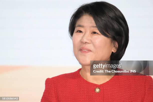 November 01: South Korean actress Lee Jung-eun attends the press conference for Netflix serie "Daily Dose of Sunshine" at JW Marriott Dongdaemun...