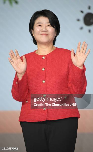 November 01: South Korean actress Lee Jung-eun attends the press conference for Netflix serie "Daily Dose of Sunshine" at JW Marriott Dongdaemun...