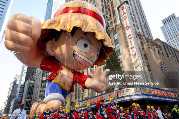 The Monkey D Luffy balloon is seen at the 2023 Macy's Thanksgiving Day Parade on November 23, 2023 in New York City.