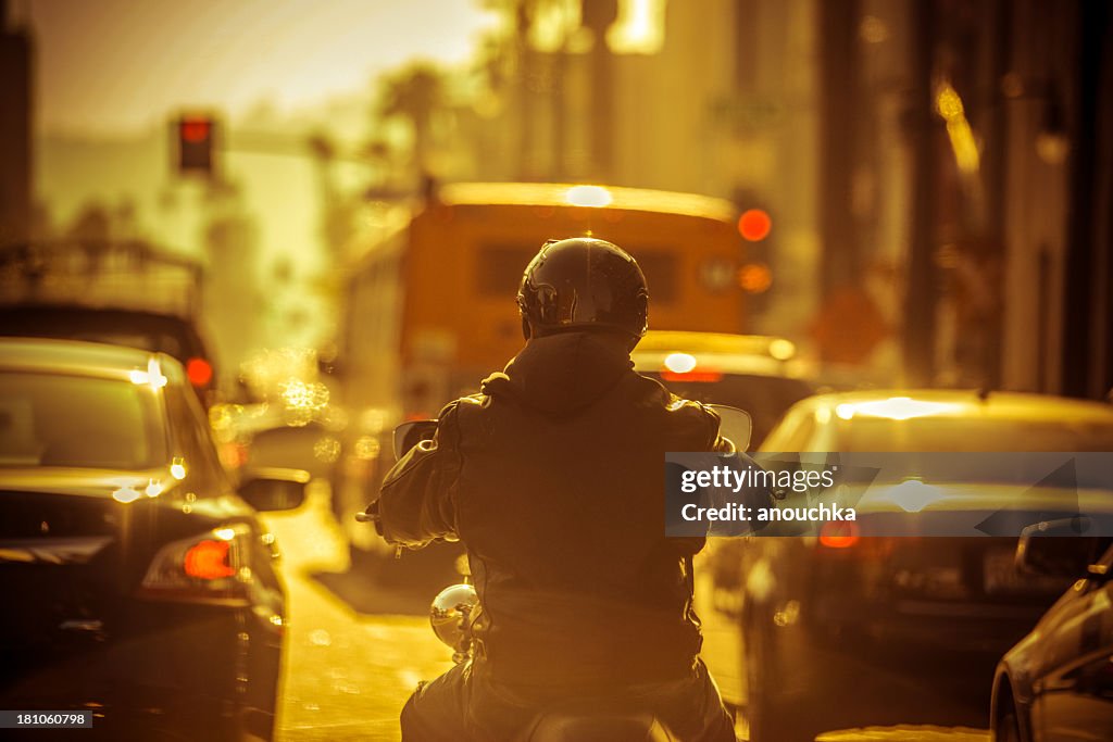 Motorcyclist in Traffic jam