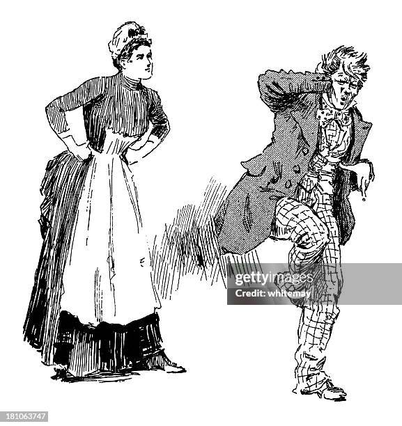 mann mit spritzt gesicht - holzschnitt stock-grafiken, -clipart, -cartoons und -symbole