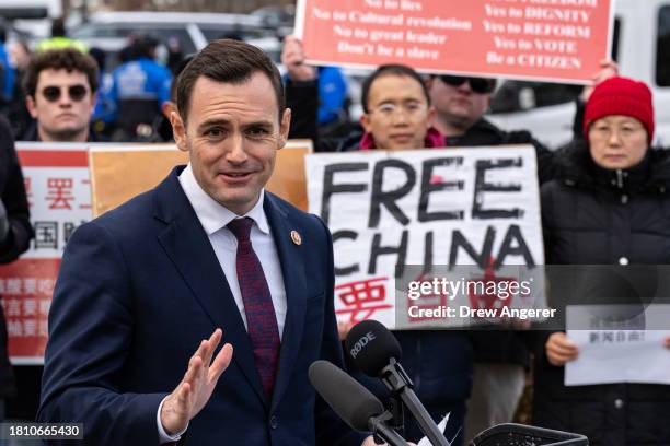 Chairman of the House Select Committee on China Rep. Mike Gallagher delivers remarks to commemorate the one-year anniversary of the White Paper...