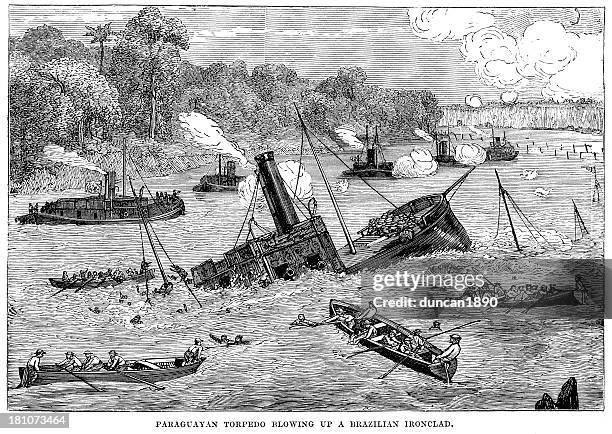 paraguayan torpedo boat - paraguayan-navy stock illustrations