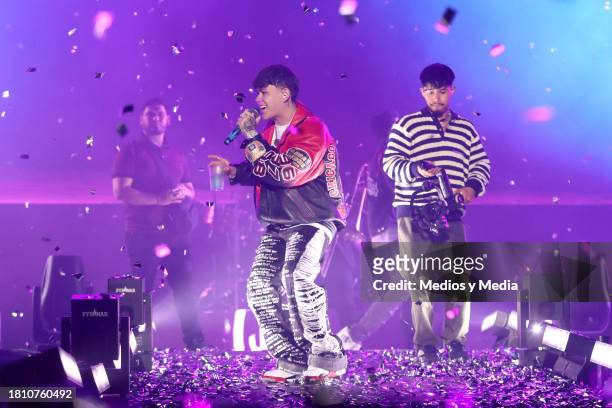 Junior H performs on stage during a concert at Foro Sol on November 23, 2023 in Mexico City, Mexico.